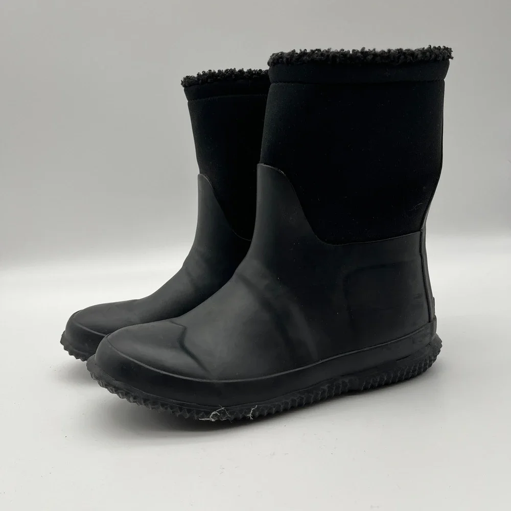 Hunter Kids Black Sherpa Lined Neoprene Rubber Rain Winter Boots UK 2 US 3 4